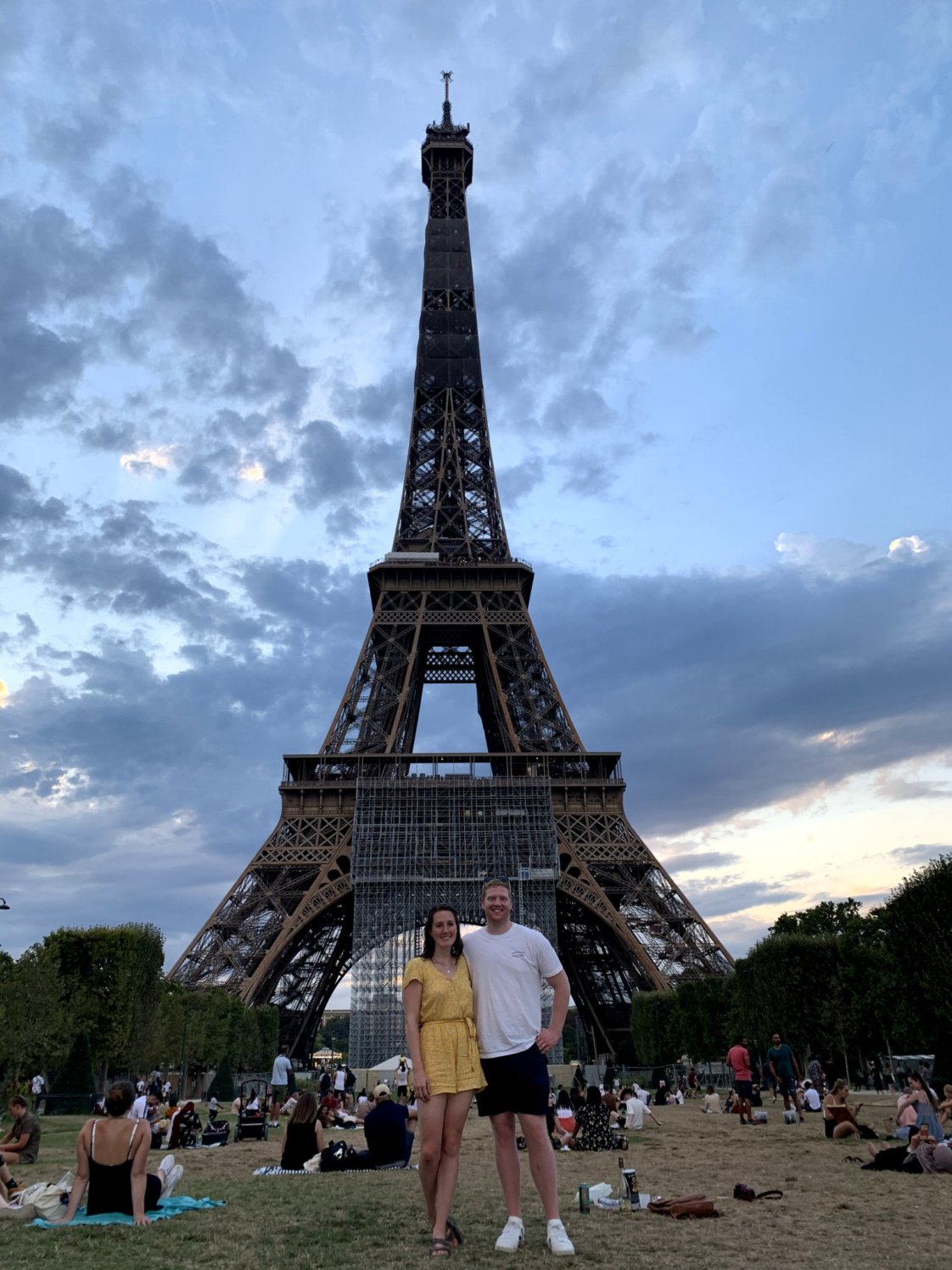 Katie and I in front of the Eifel tower in Champ de Mars